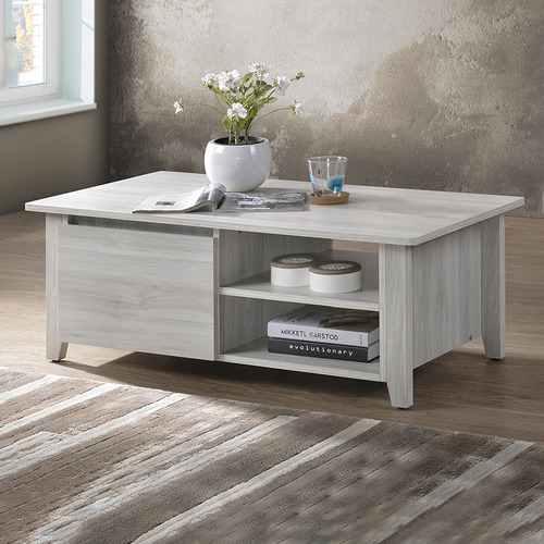 White and timber coffee outlet table